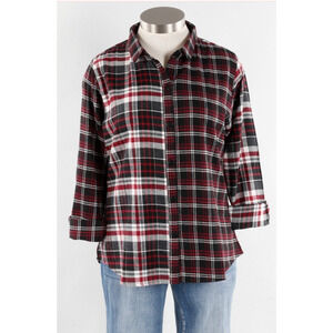 NWT Mismatched Grunge Plaid Button Front Flannel size L